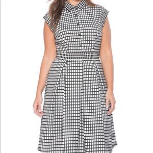Eloquii Adora Checker Jacquard Shirt Dress